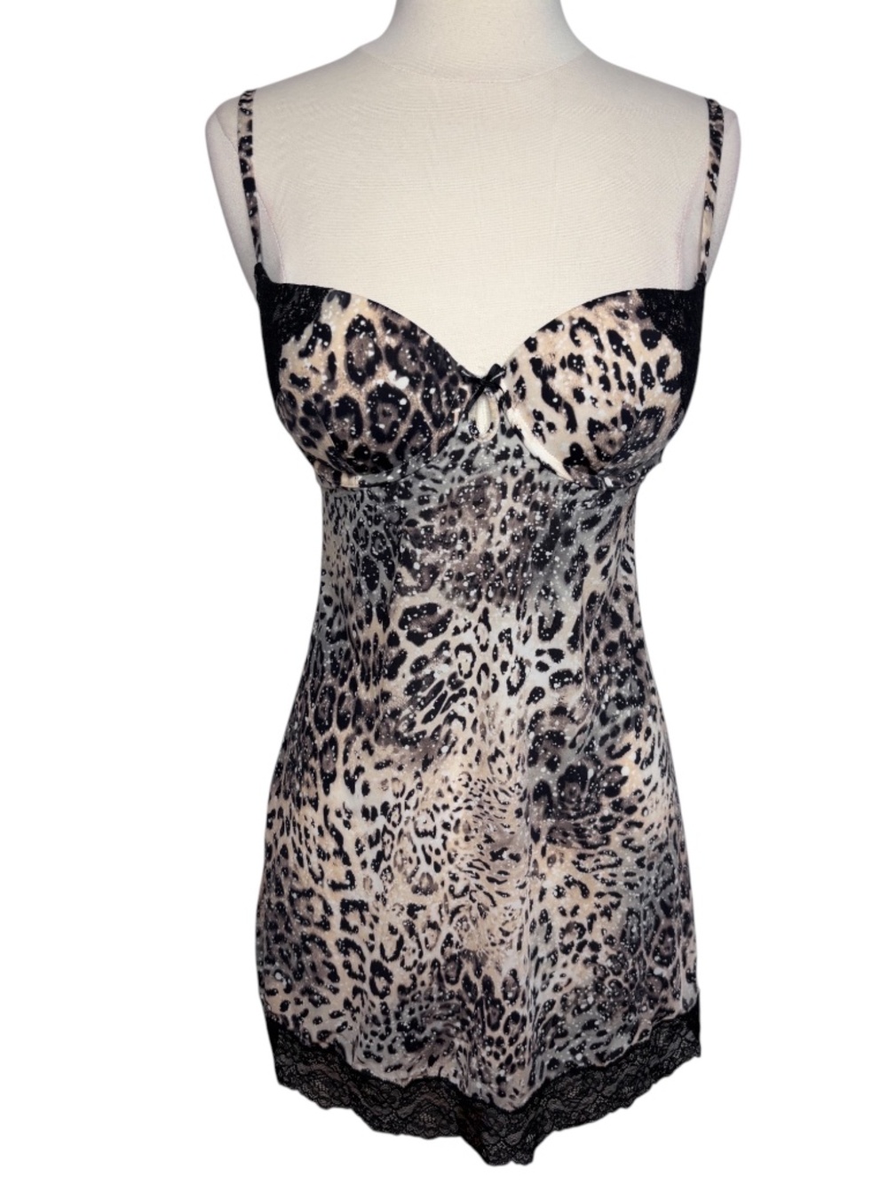 Victoria's Secret Animal Print Push Up Underwire Cups Babydoll Lingerie Size 34B